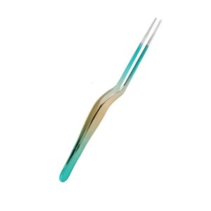 Teal Prism-Finish Offset Precision Tweezers | High-Visibility Tool