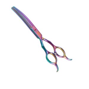 Iridescent Rainbow Curved Thinning Shears | 40-Teeth Professional Texturizer