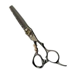 Onyx Beast Artisan Thinning Shears | Lion Head Etched Texturizer