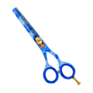 Sapphire Vortex Artistic Thinning Shears | Blue Patterned Blending Scissors