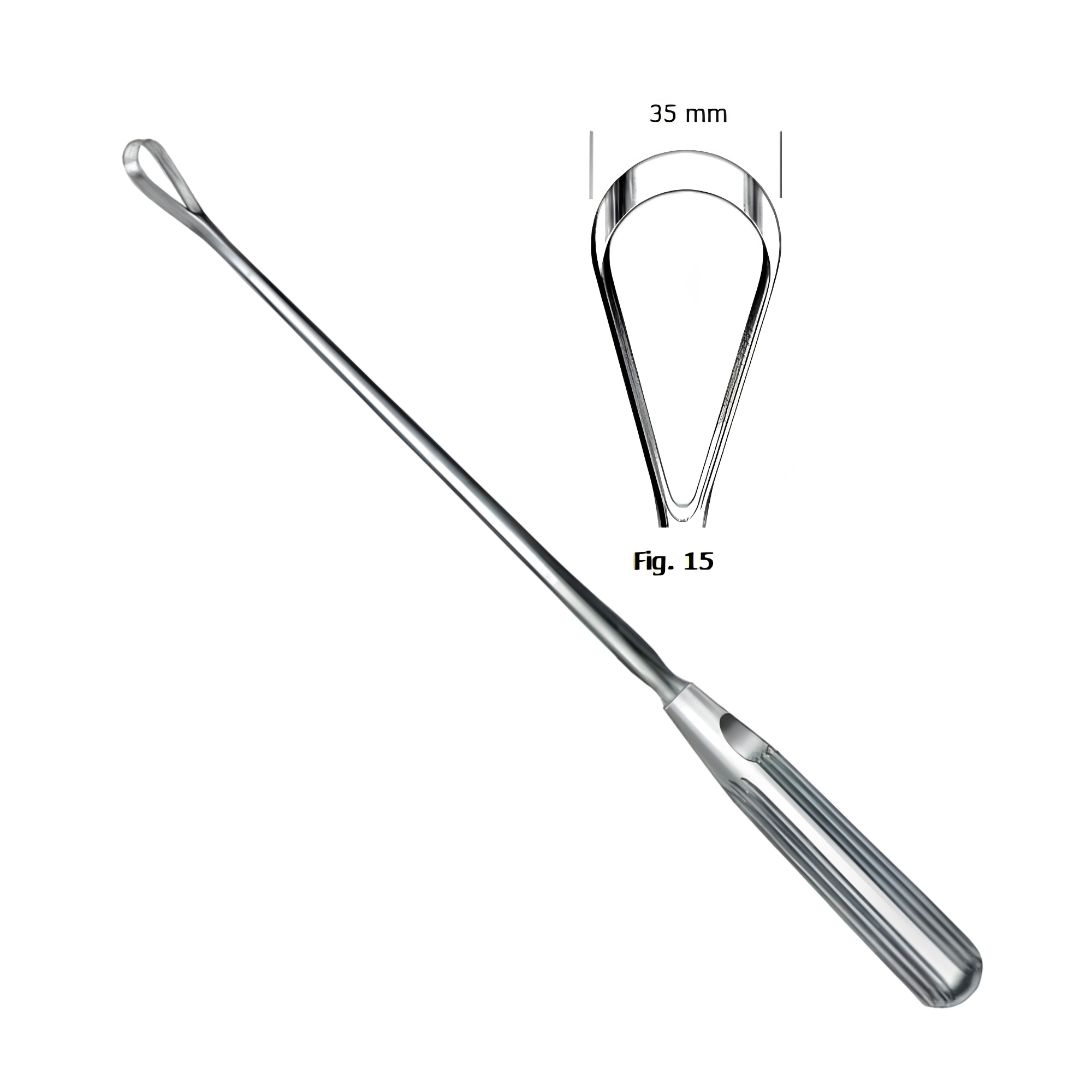 Bumm Uterine Curette - 35mm Sharp Large Loop